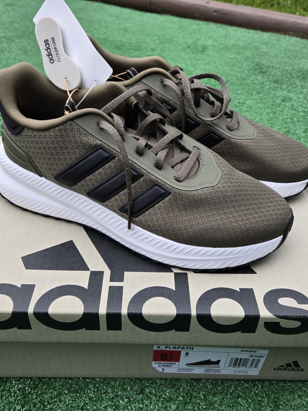 Adidas X_PLR Path sneakers featuring a Cloudfoam midsole and black three-stripes